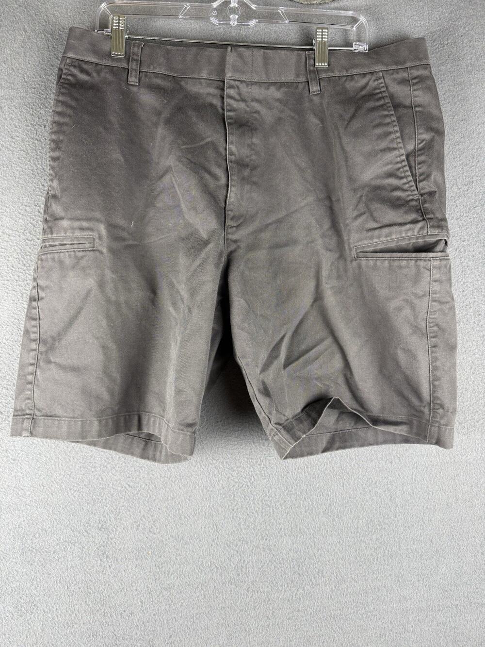 Oobe Shorts Mens 36 Gray Chino Utility Welt Pockets Flat Front Zip Fly Outdoors